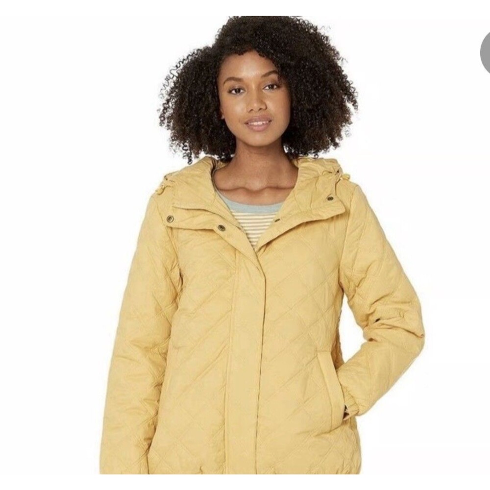 Madewell Airpuff Quilted Packable Puffer Jacket Yellow Hooded XS Gorp E2